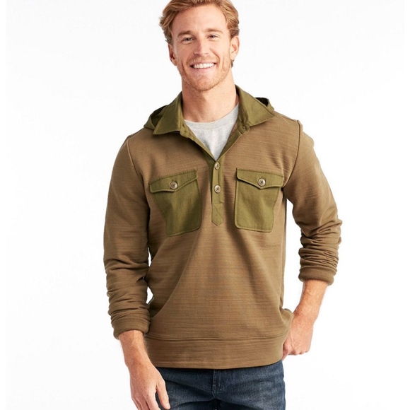 L.L. Bean Other - LL Bean Signature Hooded Henley Sweatshirt GREEN